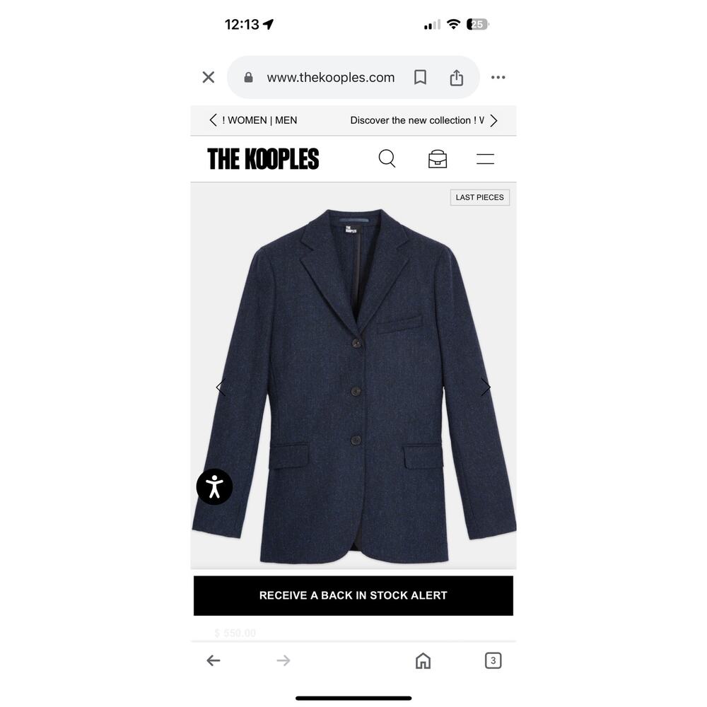 The Kooples size 36 WOOL JACKET WITH BLUE MOTIF